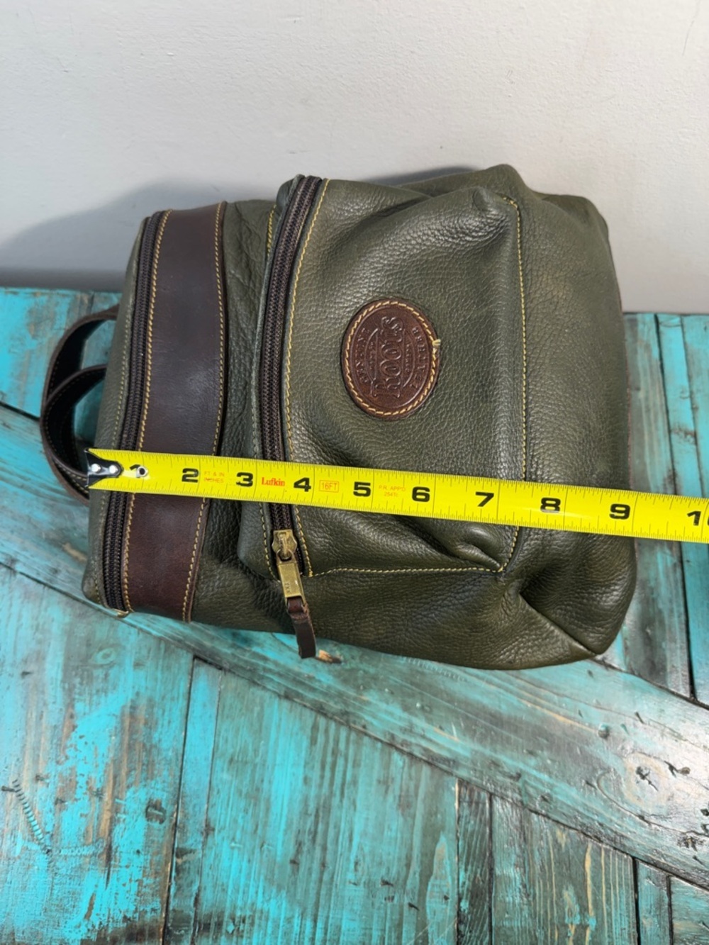 Vintage Roots Green & Brown Leather Backpack - Picture 6 of 10